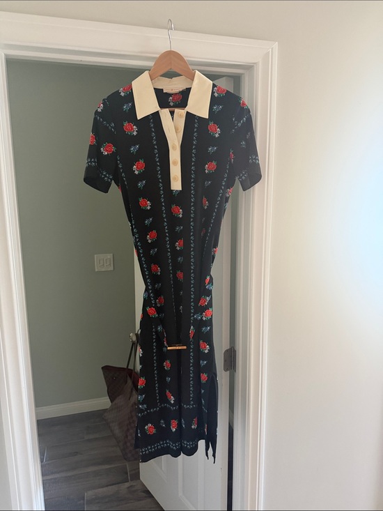 Tory Burch Dresses & Skirts - Tory Burch Navy Floral Polo Midi Dress with Cream Collar